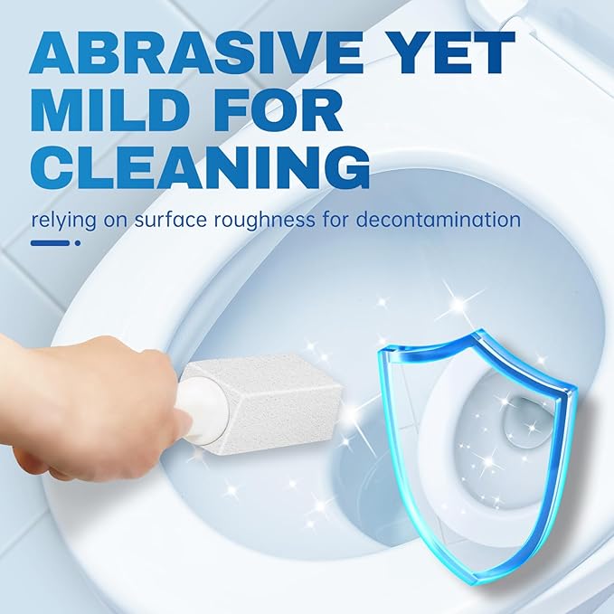 Vacplus Toilet Brush - Toilet Bowl Cleaners with Extra Long Handle, 100% Pumice Stone for Toilet Cleaning, Remove Limescale, Rust, Cleaning Supplies for Toilet, Pool, Bathroom, Sink, 2 Pack, White