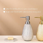 Brushed Silver Ceramic Soap Dispenser, 11 oz Textured Hand or Dish Soap Dispenser with Silver Plastic Pump for Bathroom or Kitchen Countertop