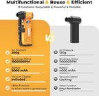 Compressed Air Duster & Vacuum 2-in-1, 180000RPM Brushless Motor Electric Air Duster with 8000mAh Battery, Rechargeable Cordless Air Blower with Window Breaker, 7-Mode Light for PC, Car, Home, Outdoor