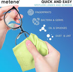 Metene 12 Pack Microfiber Cleaning Cloth (6 "x7"), Individually Wrapped and Equipped with a Storage Box | Microfiber Cloth for Glasses, Screens, Camera Lens and More(Light Green)
