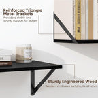 Fun Memories Deep Floating Shelves for Wall, 55W x 8D Wall Mounted Shelves Set of 2, Wide Display Ledge Shelf with Sturdy Metal Brackets for Living Room, Bathroom, Bedroom and Kitchen, Black