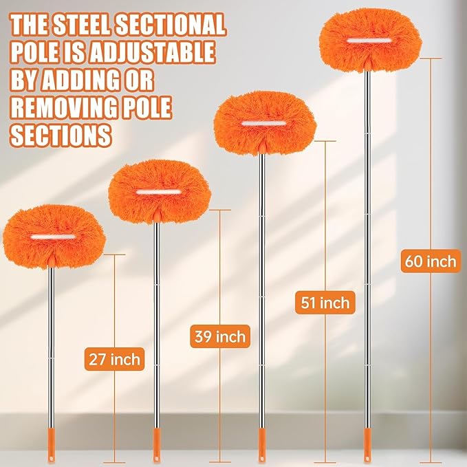 Ceiling Fan Cleaner Duster with 60 inch Extension Pole, Dusters for Cleaning High Ceiling Fan Blades, Dusters Kit with Storage Bag, Cleaning Tools for Families