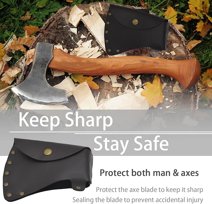 MOCOST Leather Axe Sheath, Durable Hatchet Cover, Protector Case, Rustic Black Leather