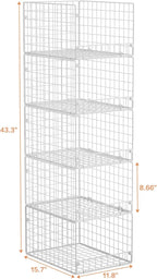 5-Tier Stackable Closet Storage Shelves, Closet Organizers and Storage Basket, Foldable & Stackable Clothes Organizer for Closet Organizer System,Space-Saving Closet Storage Shelf for Home ,White