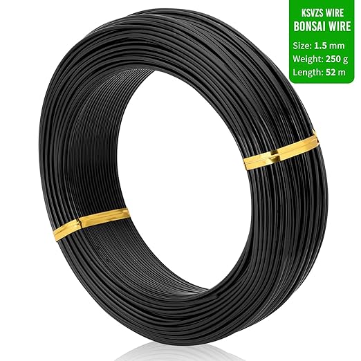 Black-1.5-Anodized Aluminum Bonsai Training Wire 250g Large Roll,Many Size to Choose,KSVZS Bendable Metal Wire for Crafts,Sculpting,Armature and Daily Use,Necessities for Family