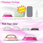 Newbealer Travel Iron with Global Voltage, 100-240V Mini Dry Iron for Clothes (No Steam), Max 300W, 60s Heat Up, 302℉ Non-Stick Ceramic Soleplate, 0.8lbs Ultra-Lightweight (Hotpink)