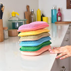 Multipurpose Kitchen Scrub Sponges, Heavy Duty Cleaning Non-Scratch Scrub Sponge, Reusable Microfiber Sponge for Household Cleaning, Six Color Packaging (6pcs)