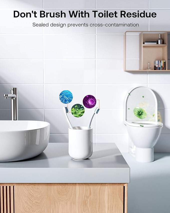 Bitvae Toothbrush Holder, Cleaning and Fast Drying, 5 Toothbrush Slots or Shaver Slot Accessories for Family, LED Smart Screen, Wall Mounted Holders for Bathrooms