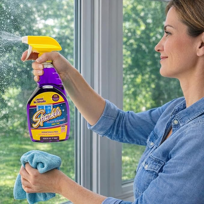Sparkle Glass Cleaner Refill 1 Gallon (128 Fl Oz) – Ammonia-Free Heavy Duty Streak-Free Formula for Windows, Mirrors & Glass (Pack of 1)