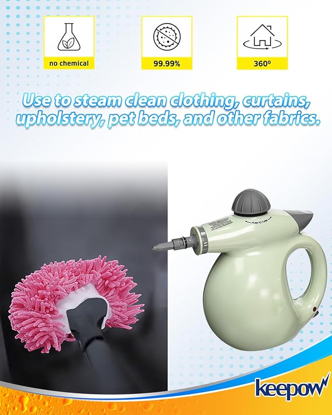 KEEPOW 10 Pack Steam Cleaner Attachments for Most Handheld Steam Cleaner Microfiber Cloths Cover Compatible with Bissell Steam Shot, Wagner, McCulloch, Comforday Steam Cleaner Accessories