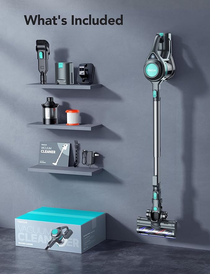 Cordless Vacuum Cleaner, 8-in-1 Powerful Vacuum Cleaners for Home with 1.3L Large Capacity, 2 Modes & 30Mins Runtime, Rechargeable Stick Vacuum for Pet Hair Hardwood Carpet - Green