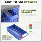 100-Drawer Grey Parts Cabinet, ABS Material Nuts Bolts Screw Nail Bins Tool Storage Cabinet Screw Drawer Organizer, Heavy-Duty Industrial Parts Cabinet for Workshop, Office, Hardware (100 Drawers)