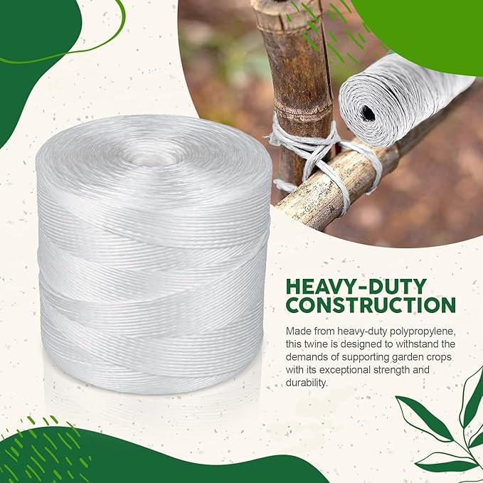 Tomato Twine 6300 Ft - Heavy Duty Polypropylene Twine White