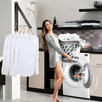 Clothes Drying Rack for Small Laundry Rooms, Clothes Drying Rack Folding Indoor, Wall Mounted Clothes Rack Foldable, (Aluminum, Black)