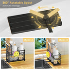 Sponge Holder for Kitchen Sink & Sink Caddy - 2-Tier Stainless Steel Organizer with Automatic Drainage, Rustproof Storage for Dish Brush, Soap Dispenser & Countertop Essentials