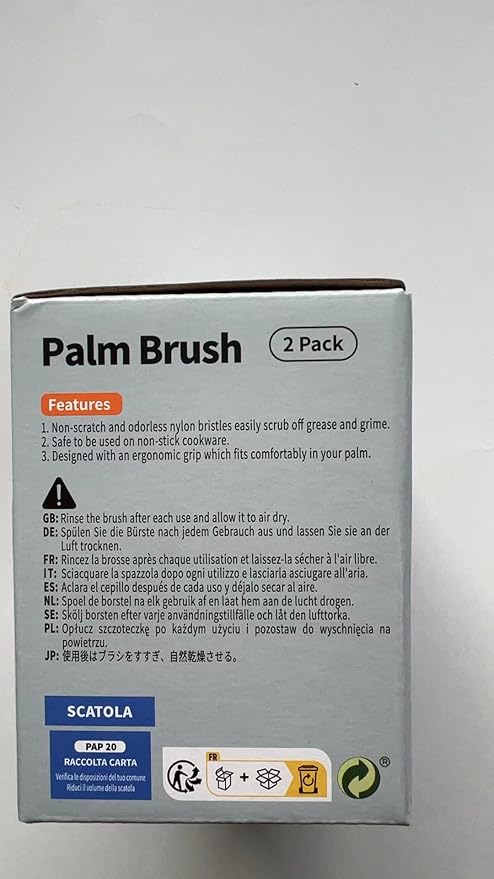 MR.SIGA Dish Scrub Brush, Palm Brush Dish Scrubber with Ergonomic Grip, Kitchen Brushes for Dishes, Orange, Pack of 2