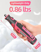 8V Cordless Rotary Tool Kit with 135pcs Accessories, 2.8Ah Battery Rechargeable Engraving Pen with LED Light, 5-Speed 30000RPM Power Rotary Tools for Drilling Grinding Sanding Polishing, Pink