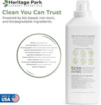 Heritage Park Luxury Laundry Detergent | Dermatologist Tested Plant based Natural & Enzyme Laundry Detergent | Sensitive Skin Friendly - Fragrance Free (32 fl oz)