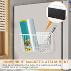 Magnetic Dryer Ball Holder for Laundry Room Dryer Ball Organization, Magnetic Lint Bin for Laundry Room Wool Dryer Ball Organizer, Iron Dryer Ball Container for Laundry Room Storage（White）