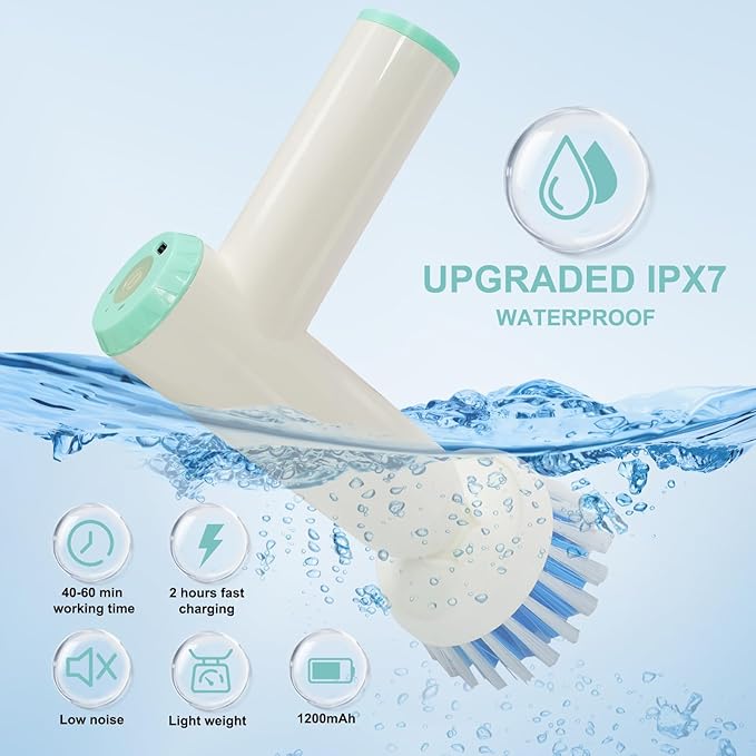 Handheld Electric Spin Cleaning Brush for Baby Bottle, Kitchen, Water Cup with Power Silicone Head,Straw Cleaner Brush, Upgraded 2024 Kitchen Gadgets. Multifunctional Automatic Cordless Hand Scrubber