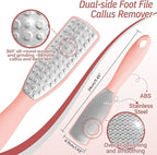 New Foot Brush & Foot Files Set(3PCS), 3-in-1 Foot Scrubber with Long Handle, 10.2’’-27.5’’Adjustable Foot Scrub Brush and 2 Upgrade Foot File Callus Remover, Gift-Box Packed(Pink+2*Foot File)