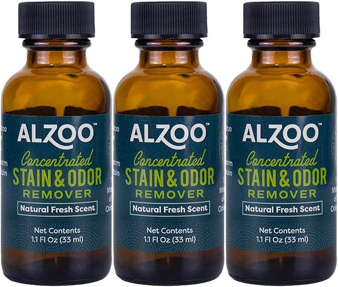 Concentrated Stain & Odor Remover Refill Bottle, 100% Plant-Based Active Ingredients, 1.1 Fl. Oz, Pack of 3