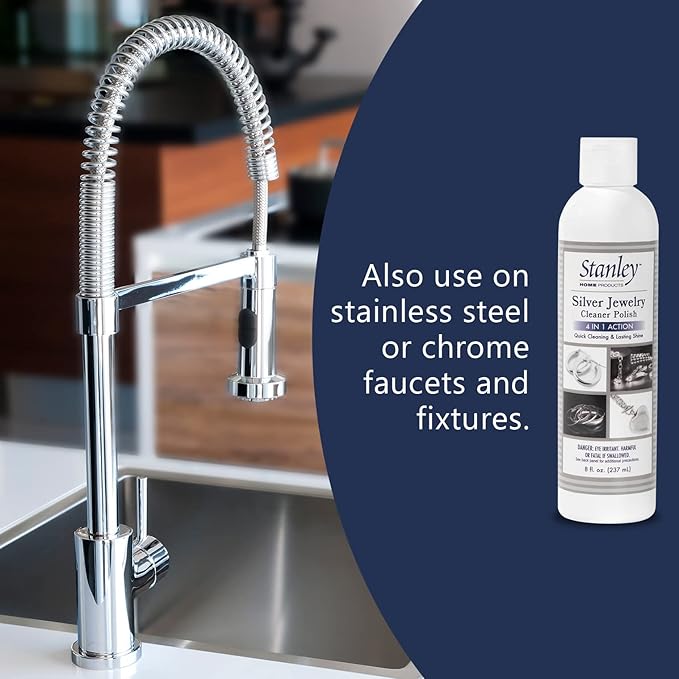 STANLEY HOME PRODUCTS Silver Jewelry Cleaner Polish - 4-in-1 Formula Cleans and Protects Silver and Sterling Jewelry and More Helps Prevent Tarnish Plus Long Lasting Shine