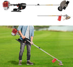 26cc 2-Stroke Gas Weed Trimmer, Air-Cooled 2-Stroke Cordless Lawn Edger Gas String Trimmer with Handle & Shoulder for Lawn & Edging (2 Blade Heads)