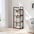 NUMENN Narrow Bookshelf, 4 Tier Bookshelves, Home Office Bookcase Shelf Storage Organizer, Free Standing Storage Shelving Unit for Bedroom, Living Room and Home Office, Vintage