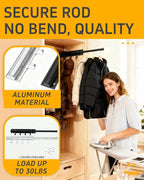 12 in Valet Rod for Closet Pull Out – Closet Valet Rod Slide Out, Heavy Duty with 4 Hooks, for Hanging Clothes/Hats/Belts & Closet/Laundry Room Organization – Black