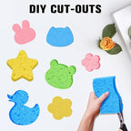 LemonRoad 48 Pcs Kitchen Scrubs Sponges Compressed Cellulose Wash Dishes Sponges for Kitchen Bathroom Cleaning Non-Scratch Natural Colorful Sponge for Washing Dishes Sink Cars Cut-Outs DIY