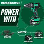 Metabo HPT 36V MultiVolt™ Cordless Brushless 1/2" Hammer Drill Kit, Power Drill Kit with Lithium-Ion Metabo Batteries , Case and Charger, Compact Lightweight Power Tool, DV36DC