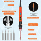 Soldering Iron Kit, 120W LED Digital Advanced Solder Iron Soldering Gun kit, 110V Welding Tools, Smart Temperature Control [356℉-932℉], Extra 5pcs Tips, Auto Sleep, Temp Calibration, Orange