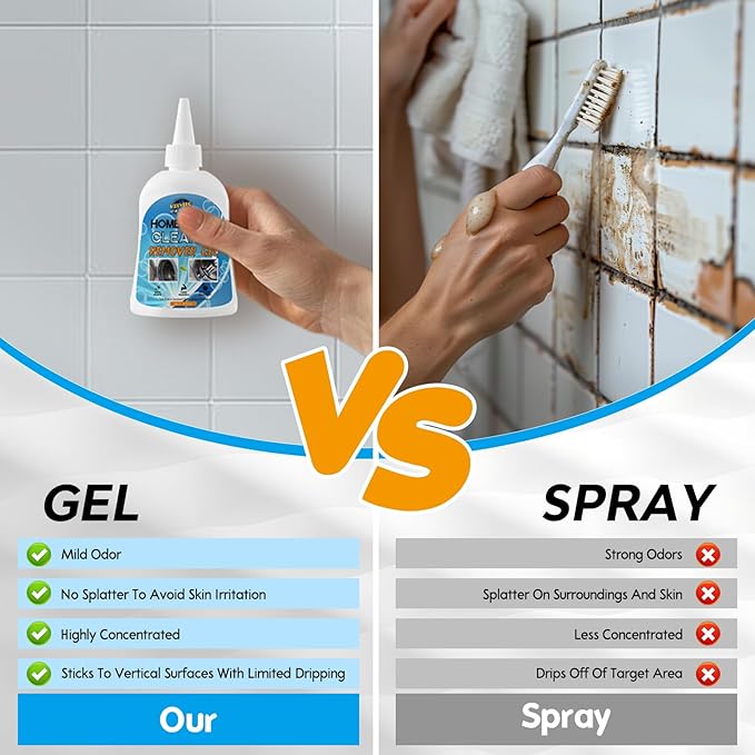 Mold Stain Remover Gel, Front Load Washer Mold Remover for Washing Machine Gasket Rubber Seal Home Stain Cleaner Gel for Grout Caulk, Bathroom, Shower, Bathtub, Refrigerator Cleaning Solution 8 Fl Oz