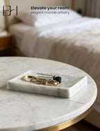 Natural Marble Soap Dish for Shower with Silicone Non-Slip Feet, Stone Drying Tray, Bar Soap Saver, Holder Container for Bathroom Decor Accessories(Carrara White, Rectangular)