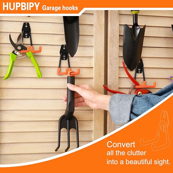 Heavy Duty Garage Hooks 4 Pack, 5.1 inch Medium U Shaped Hanger, Wall Mounted Storage System, Power and Garden Tool Organizer, for Hanging Ladders, Hose, Bulk Items and More