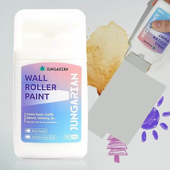 Wall Paint Kit - 2X Concentrated Formula Wall Repair Roller Superior Coverage & No Dripping - Water-Based Touch Up Paint Roller Kit for Remove Graffiti, Stains, Yellowing - 100g, Light Grey