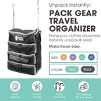 Pack Gear Hanging Carry-On Organizer - Our Fitted Hanging Luggage Organizer Perfectly Fits Any Carry On - Our Packing Cubes For Travel Use Mesh Windows to Make Finding Clothes Easy (Black, M)