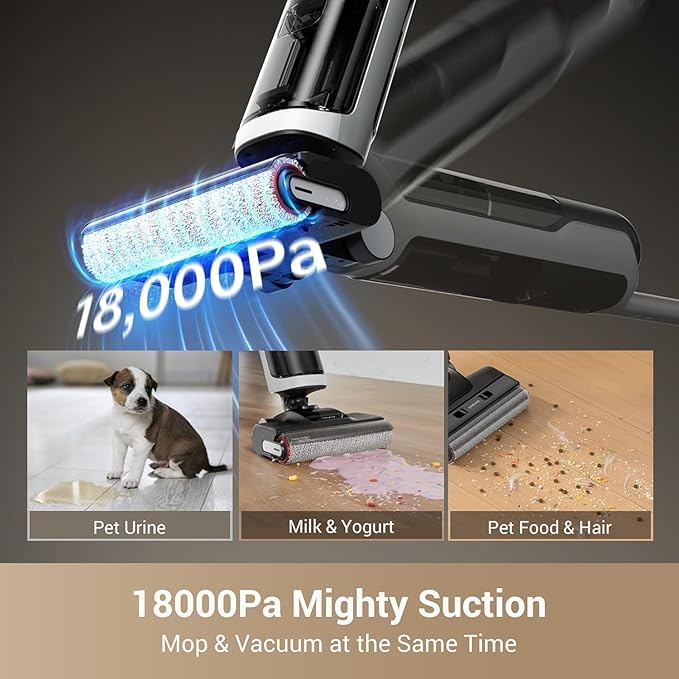 dreame H14 Cordless Vacuum Mop, 180° Lie-Flat Wet Dry Vacuum cleaner, 140°F Brush Washing, Fast Hot Air Drying in 5Mins, Smart Hard Floor Cleaner Machine with Powerful Suction, Great for Sticky Messes