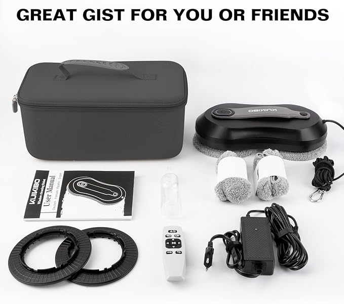 S1 Window Cleaner Robot with Dual Water Spray 3500Pa Houshold Window Cleaning Robot with Toolbox 6.0 AI Path Planning for Framed/Frameless Glass Low Noise Glass Cleaning Robot with Belt