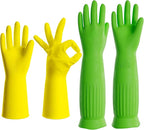 PrettyCare 2 Pairs Rubber Cleaning Gloves long & short for Household - Reusable Dishwashing Gloves for Kitchen, Flexible Long-lasting