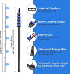 DOBEN 24-Foot Carbon Fiber Window Cleaner Tool with Telescopic Extension Pole, Rotating Scrubber & Squeegee - Durable Lightweight Design for Indoor/Outdoor Glass Cleaning