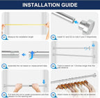 No Drilling Closet Rod, 27.5-39 Inches Hanging Closet Rod for Clothes, Closet Bar & Pole Heavy-duty, Closet Rods for Hanging Clothes For Closet Wardrobes Bathroom Laundry RV Curtains,Nickel