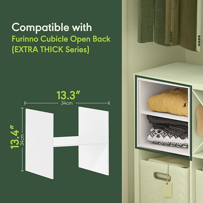 Furinno Cubicle H-Shelf Cube Organizer Insert (Does not fit IKEA Kallax Shelving), White