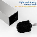 RUACQ Toilet Brush and Holder Set 2pcs,Square Toilet Bowl Brush for Bathroom with 304 Stainless Steel Handle Toilet Cleaner Brush with Durable Scrubbing Bristles,Splash-Proof (Brushed Nickel)