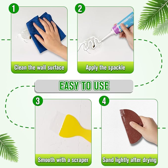 12 Pcs Drywall Repair Kit, Spackle Wall Repair, Wall Hole Filler, Wall Putty Hole Repair, Wall Mending Agent Quick and Easy Solution, Plaster Wall Repair, Spackle for Drywall