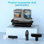 Portable Carpet & Upholstery Cleaner, 18Kpa Power Suction Spot Cleaner Machine for Deep Pet Stain Remover, Carpet, Area Rugs, Couches, Stairs, Cars, Includes Tools & Self-Cleaning, Grey