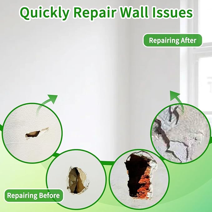 8 Pack Drywall Repair Kit, 4/6/8 Inch Dry Wall Patch Kits for Small to Medium Holes with Scraper&Sandpapers, Heavy Duty Self-Adhesive Mesh, Drywall Hole Repair Kit for Wall Ceiling