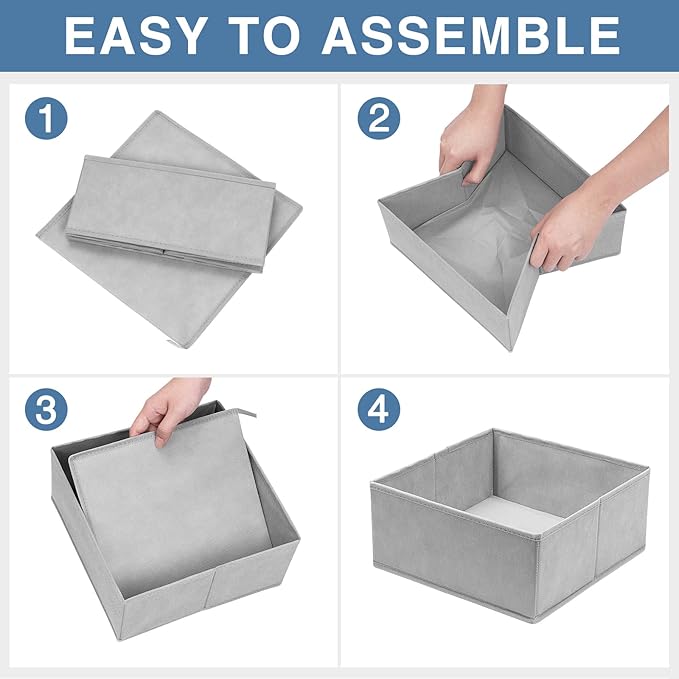 Criusia Drawer Organizer Clothes 12 Pack, Dresser Organizer for Nursery Bedroom Closet Organization and Storage - Baby Clothes Organizer Bins - Drawer Divider for Sock Underwear Bra Ties (Grey)