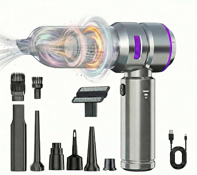 Portable Mini Car Vacuum Cleaner – Powerful Cordless Handheld Vacuum, 21000Pa Suction, Rechargeable, Long Runtime, 3 Adjustable Power Levels, Lightweight, 2-in-1 Suction & Blowing Function